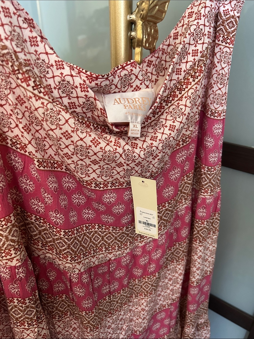 Audrey Parker Pink, White, Red & Brown Printed Boho Maxi Skirt OR StraplessDress